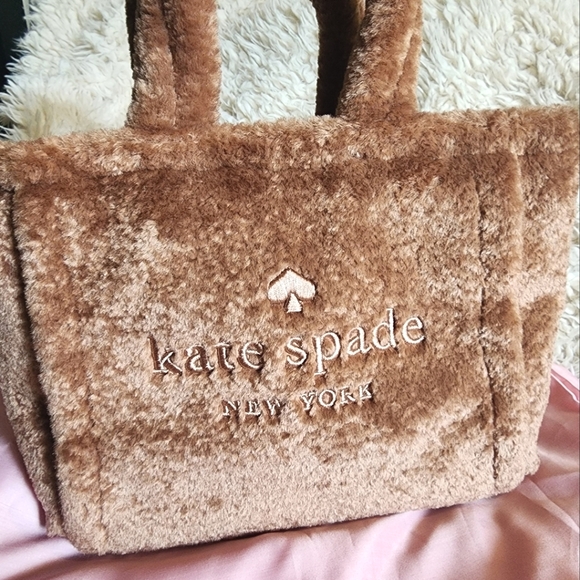 NWT Kate Spade Ella Shearling 2-Way Neutral Tote - Picture 3 of 9